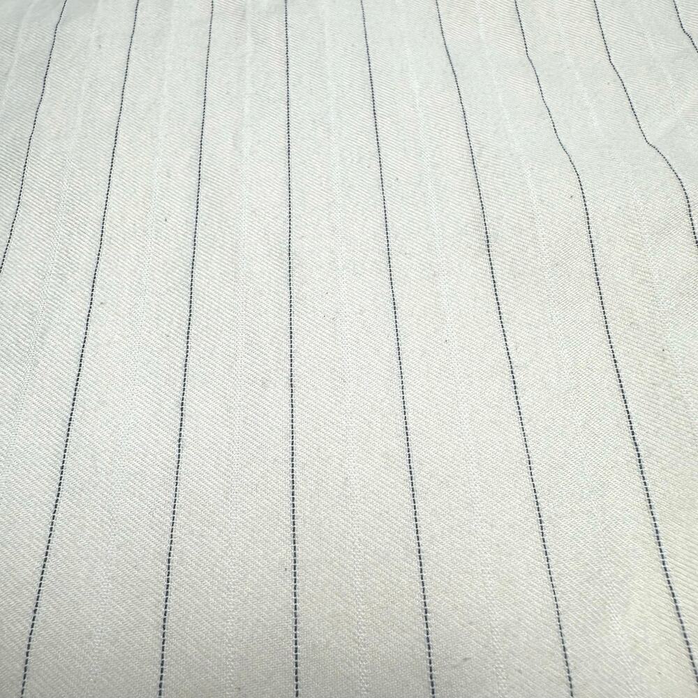 Zara | Men | Pinstripe Cream White Cotton Full Zip Light Bomber Jacket | Medium - Picture 13 of 15